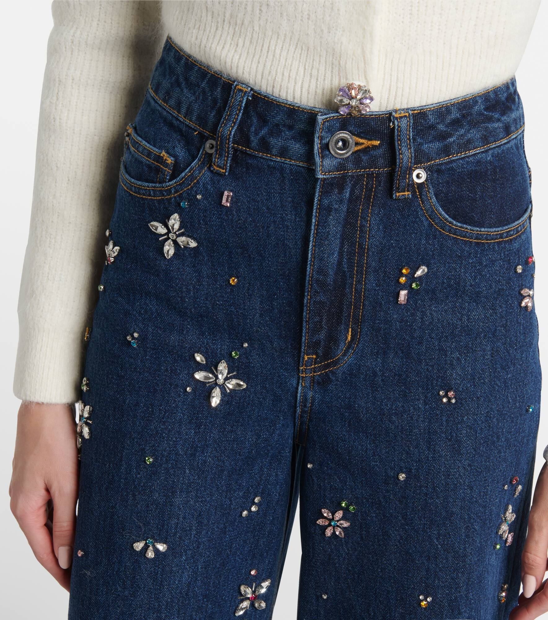 Embellished high-rise wide-leg jeans - 4
