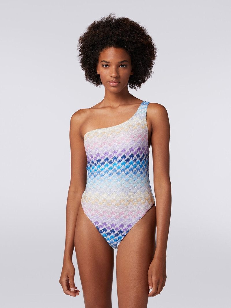 Missoni Lace-effect one-shoulder one-piece swimming costume with lurex outlook