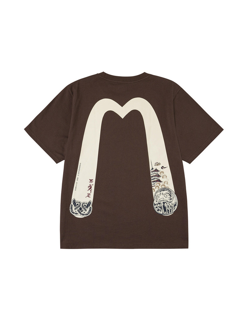 Wheel of Wisdom and Daruma Daicock Print Regular Fit T-Shirt 11