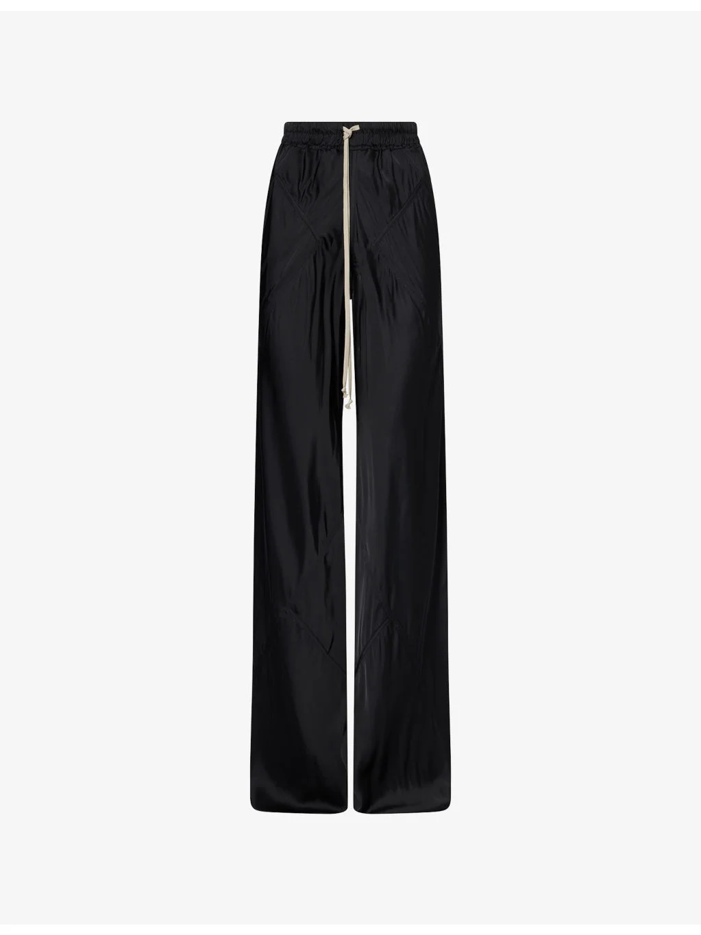 Drawstring Bias Wide-Leg Satin Trousers - 1