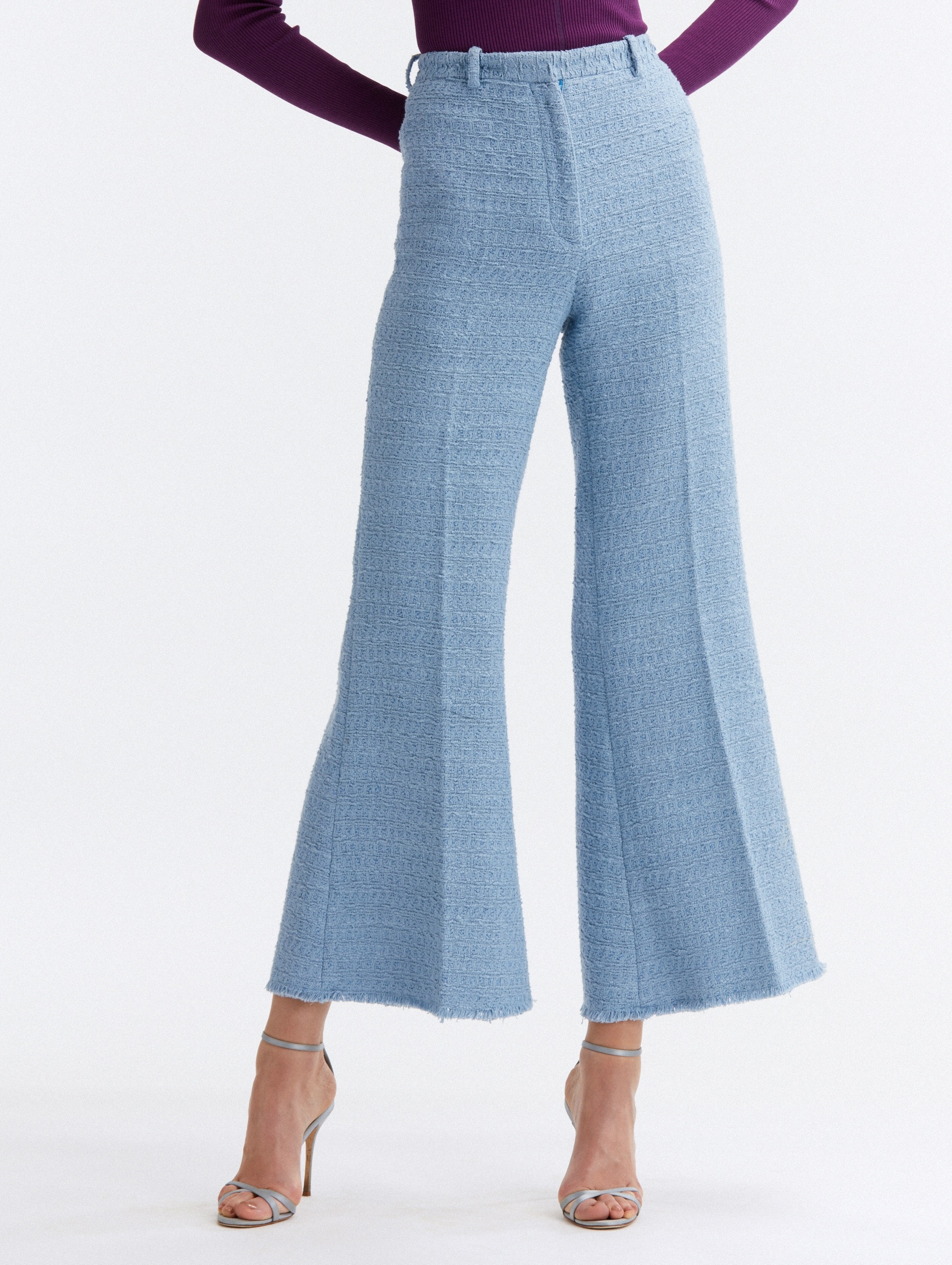 HIGH WAISTED TWEED FLARE PANTS - 3