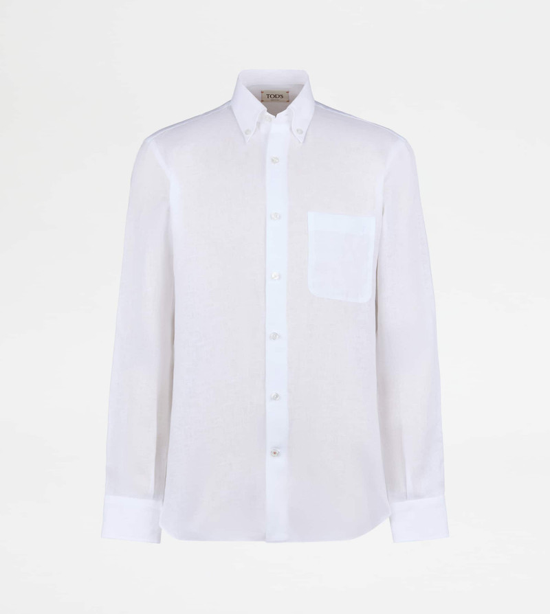 BUTTON DOWN SHIRT IN LINEN - WHITE 1