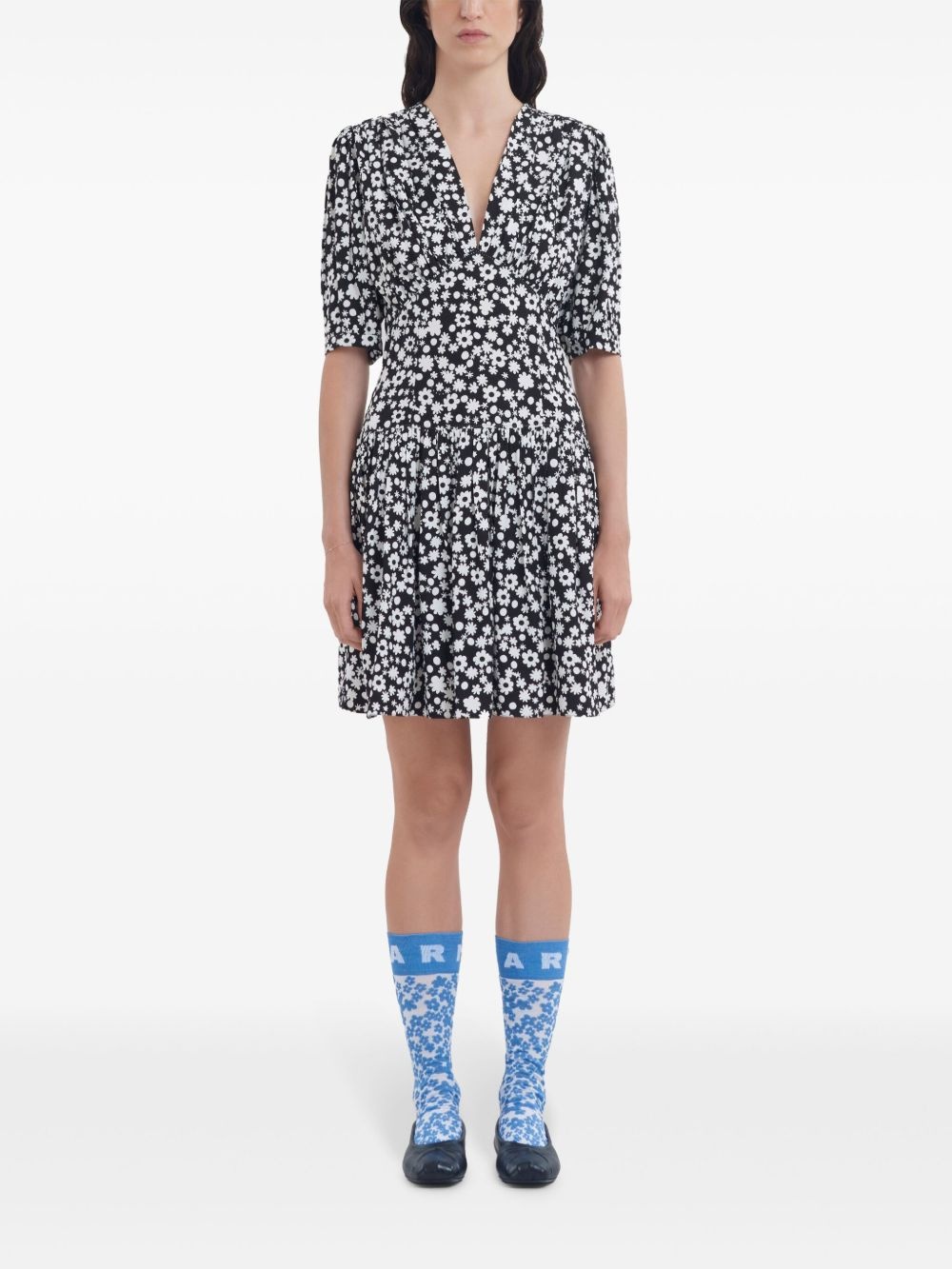 floral-print mini dress - 3
