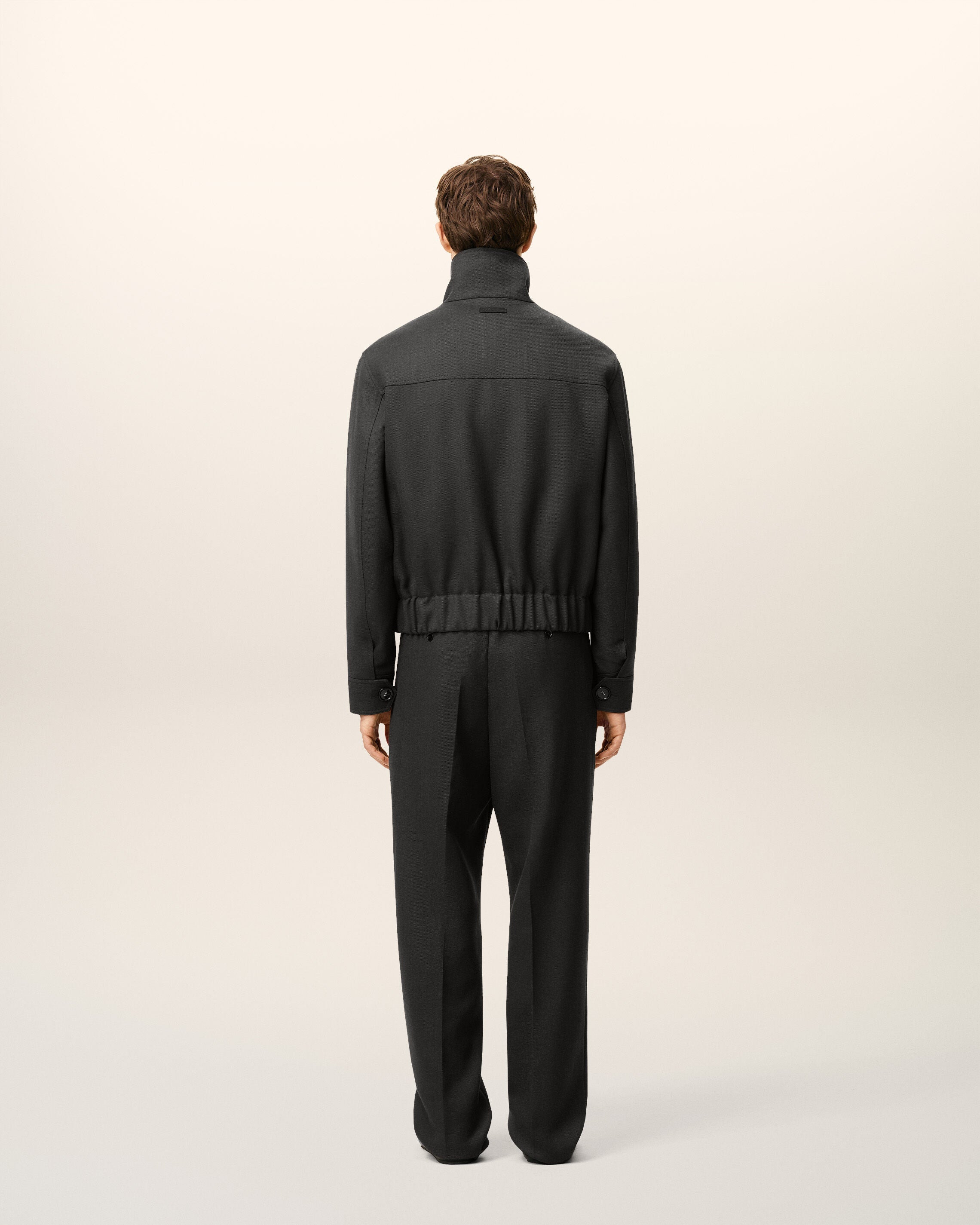 BLACK WOOL HARRINGTON JACKET - 5