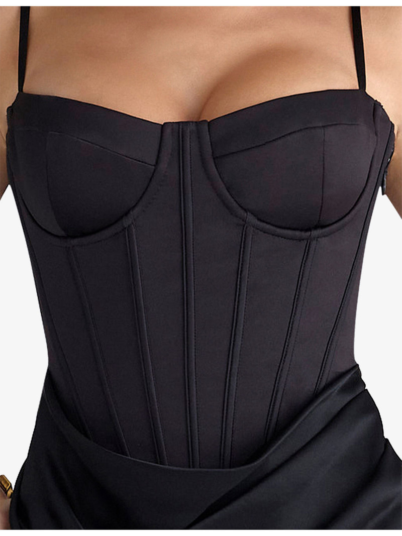 Valentina Draped Corset Satin Maxi Dress 5