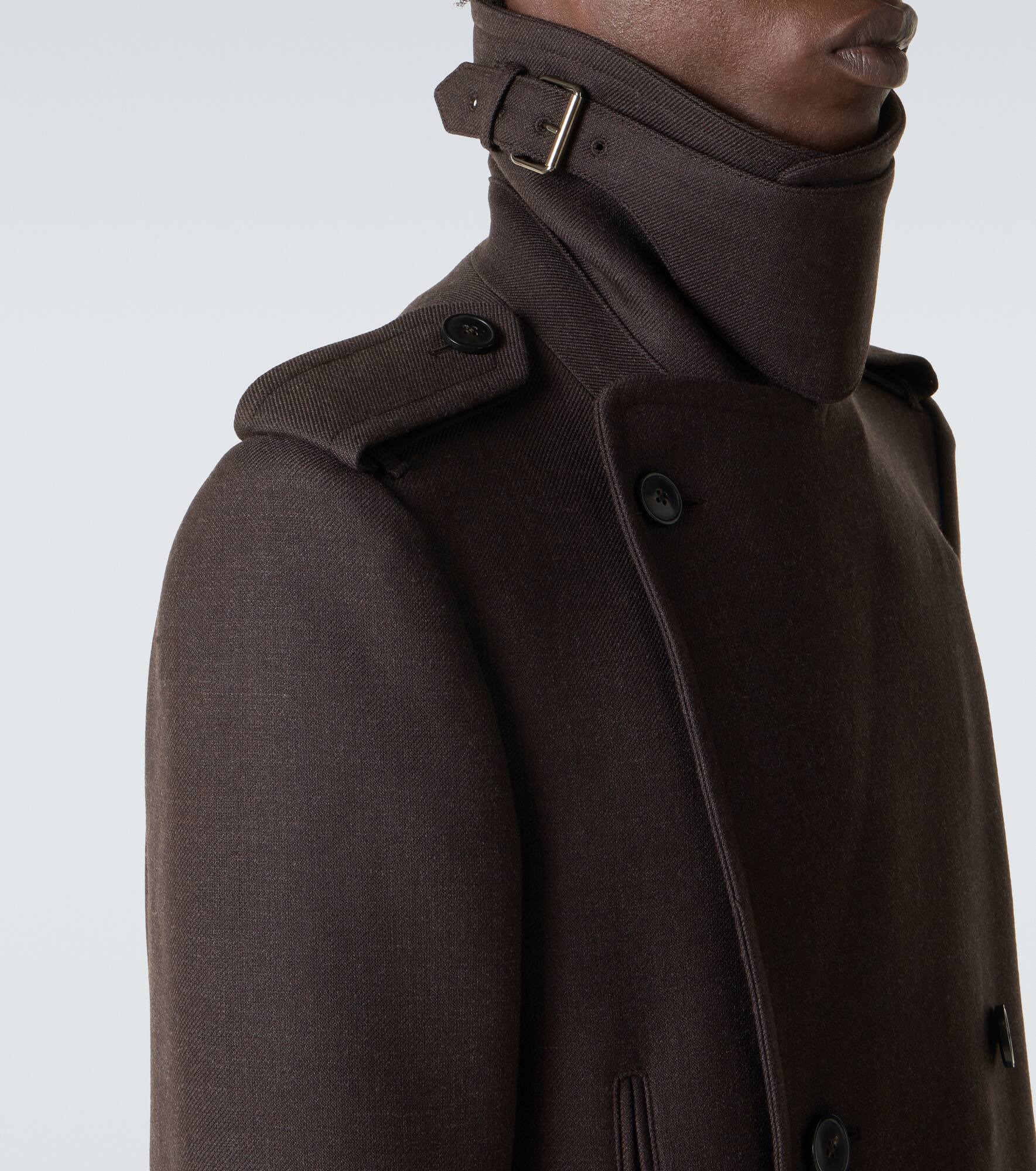 Double-breasted wool-blend coat - 7