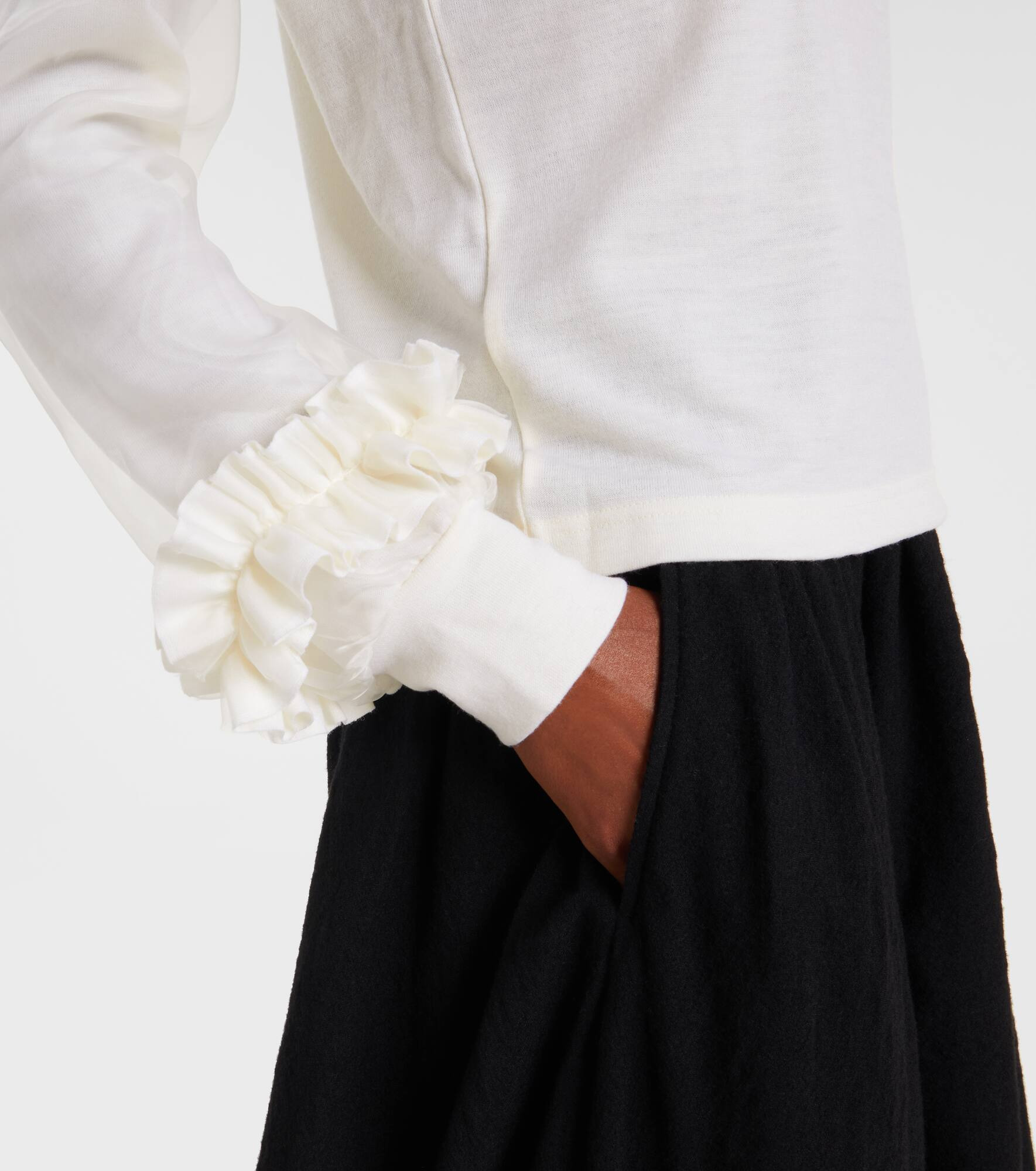 Tulle-trimmed wool sweater - 5
