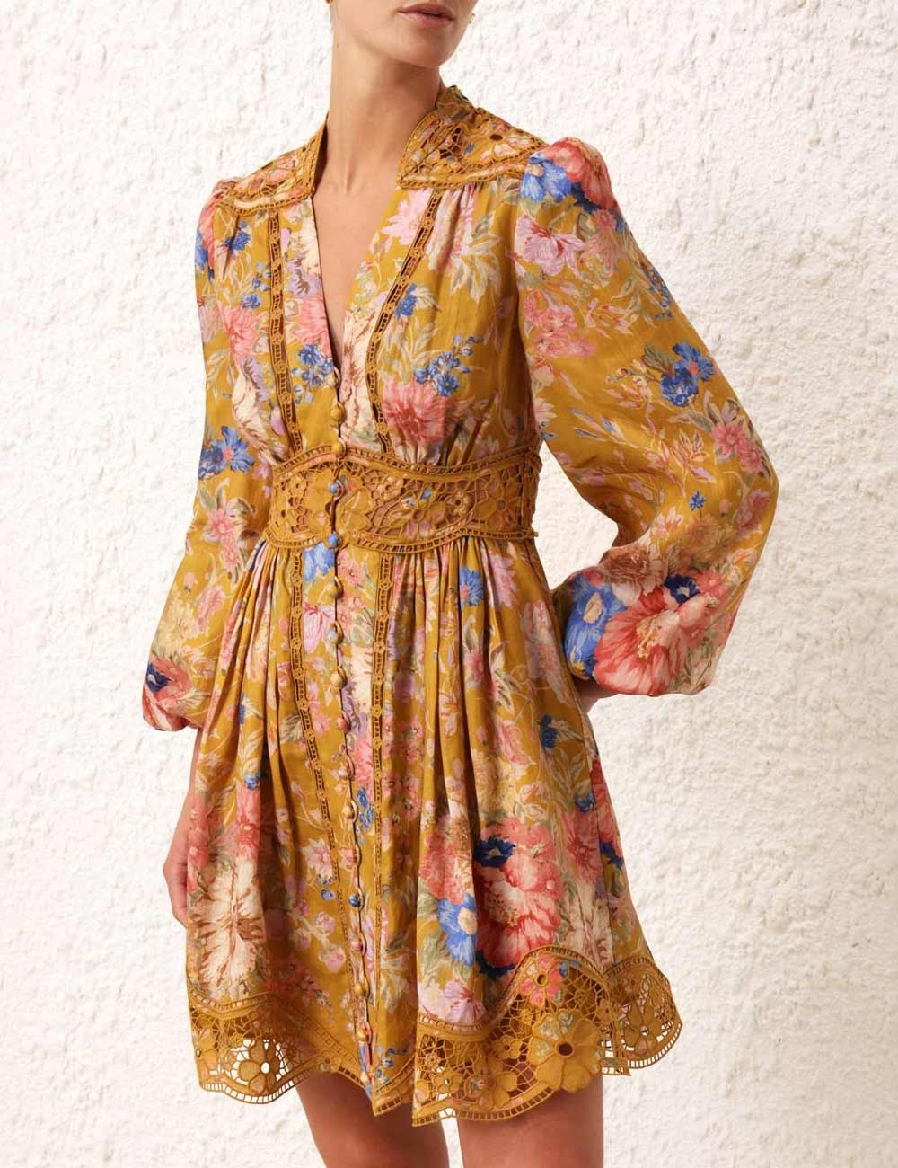 Raie belted floral-print cotton-poplin mini wrap dress