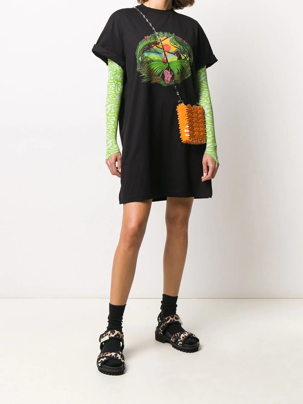 jungle-print T-shirt dress - 2