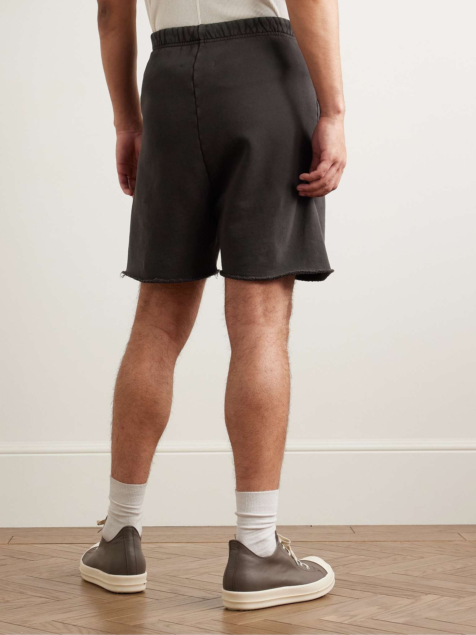 Flag Straight-Leg Frayed Logo-Print Cotton-Jersey Shorts - 4