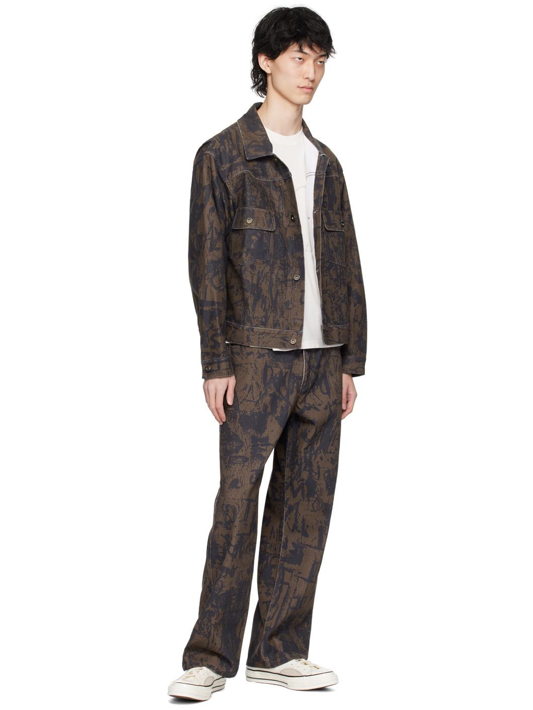 Brown Printed Jeans - 4