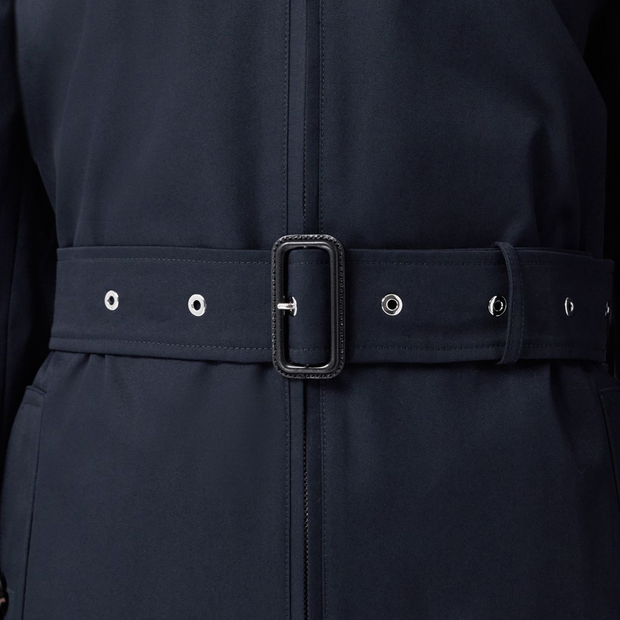 Funnel Neck Cotton Gabardine Trench Coat - 5