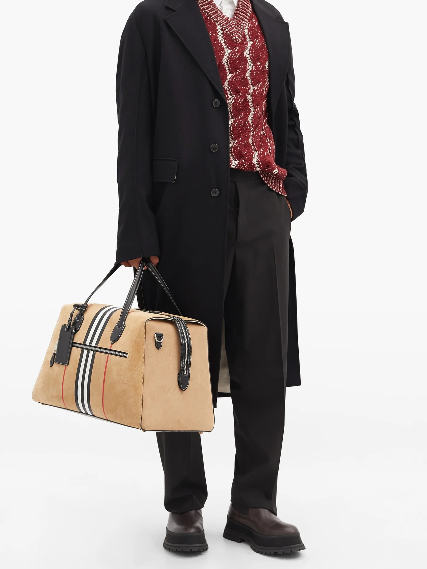 Southcombe Icon-stripe suede holdall - 2