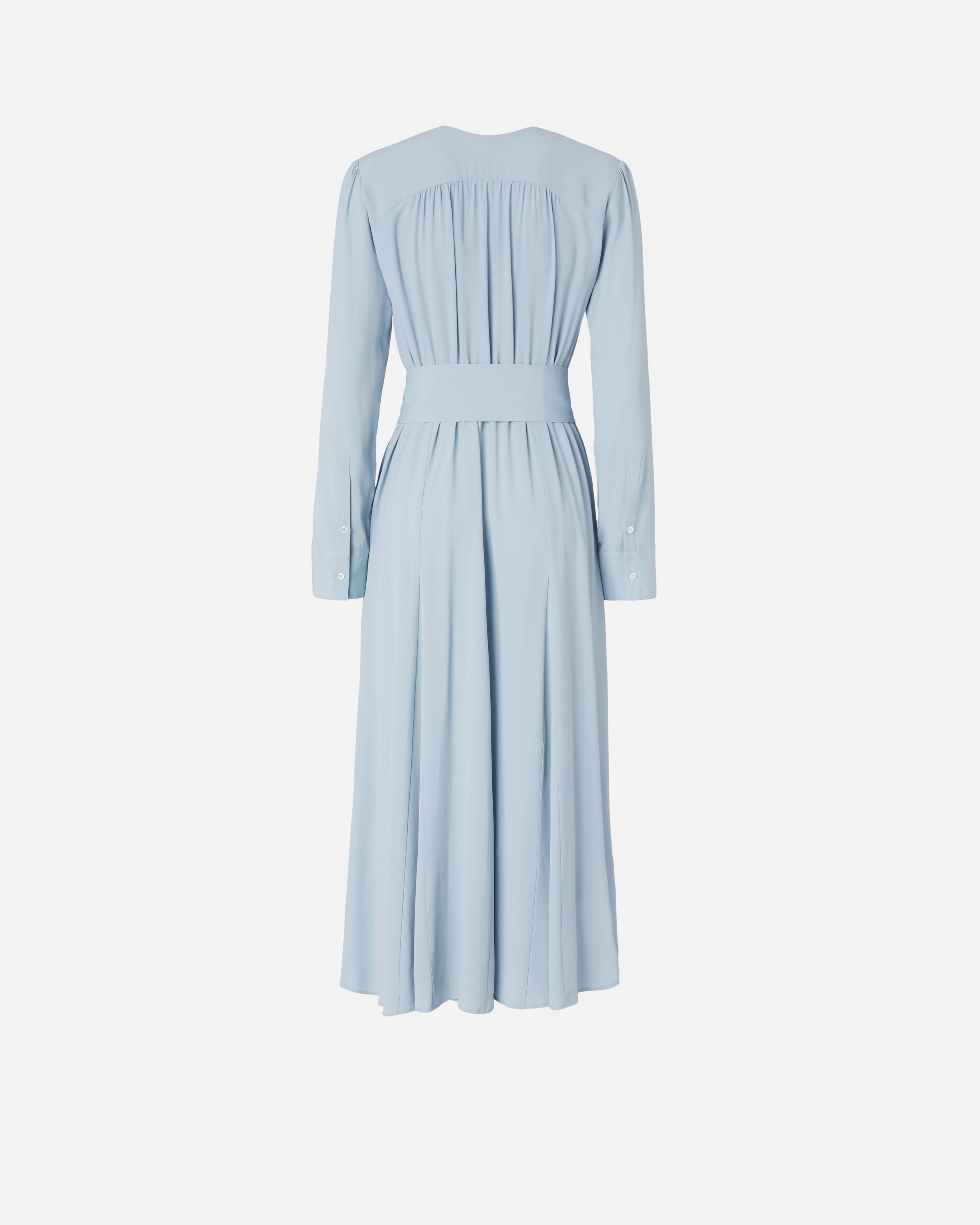 LONG SILK-BLEND DRESS WITH BELT AND LONG SLEEVES - 6