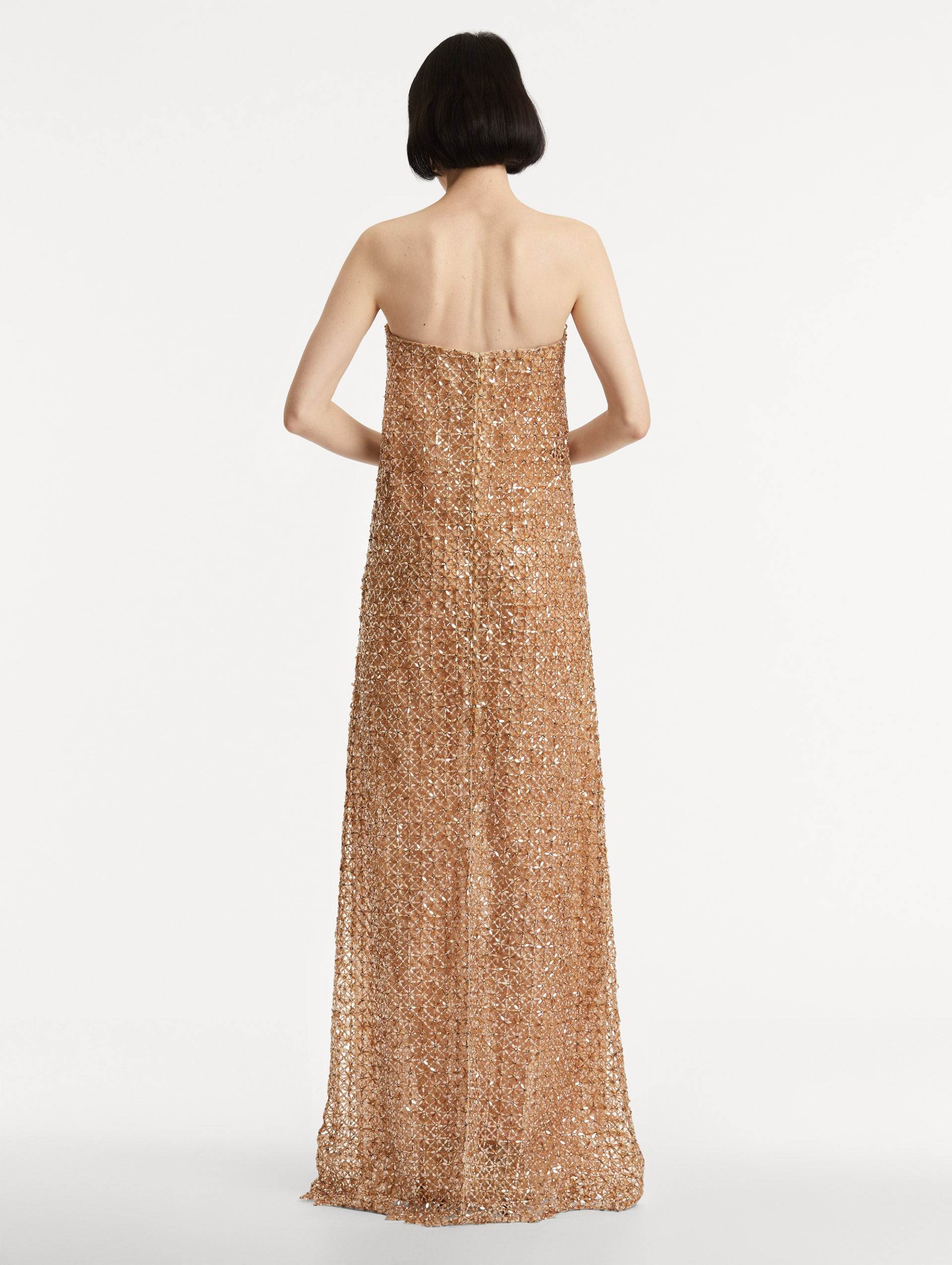 FLORAL GRID EMBROIDERED GOWN - 3