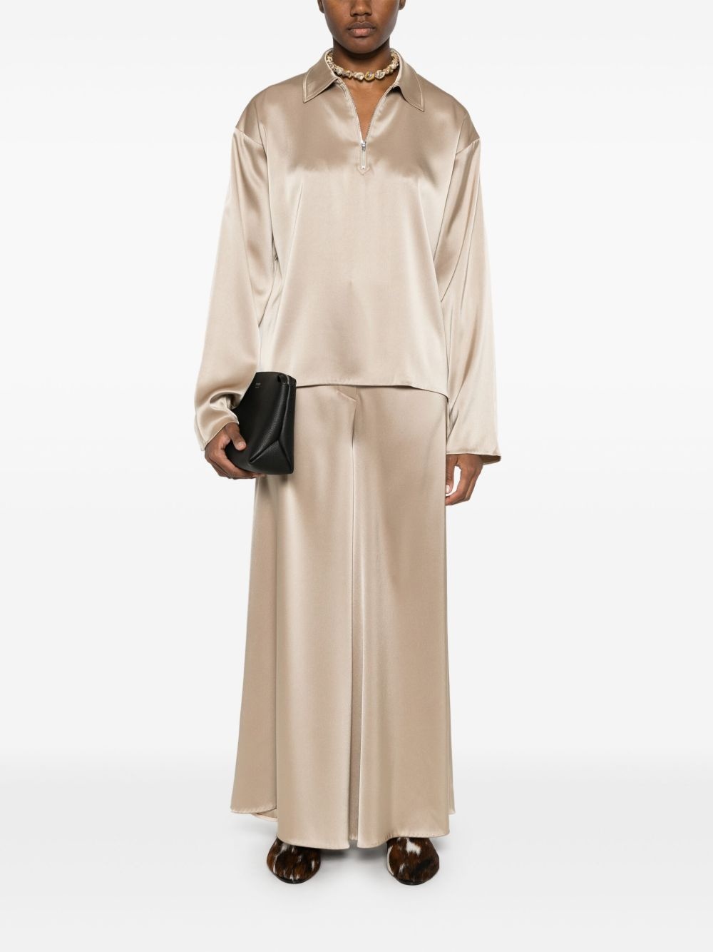 satin polo top - 2