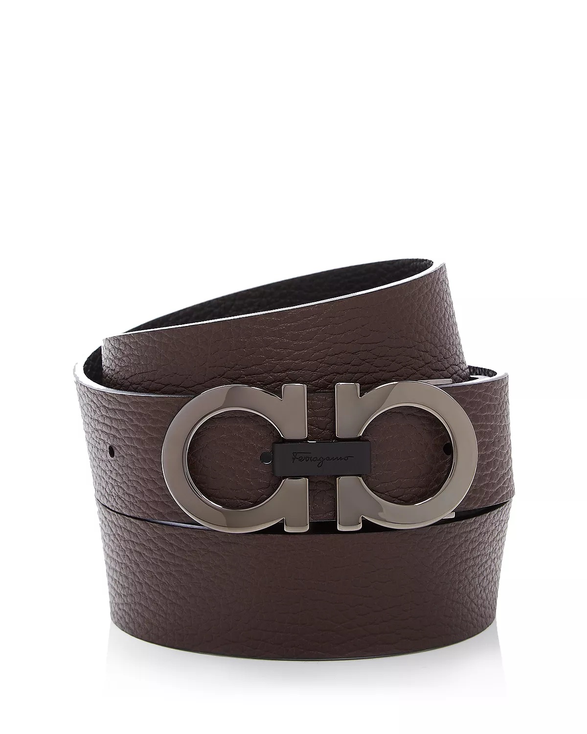 Men's Double Gancini Buckle Reversible Leather Belt - 8