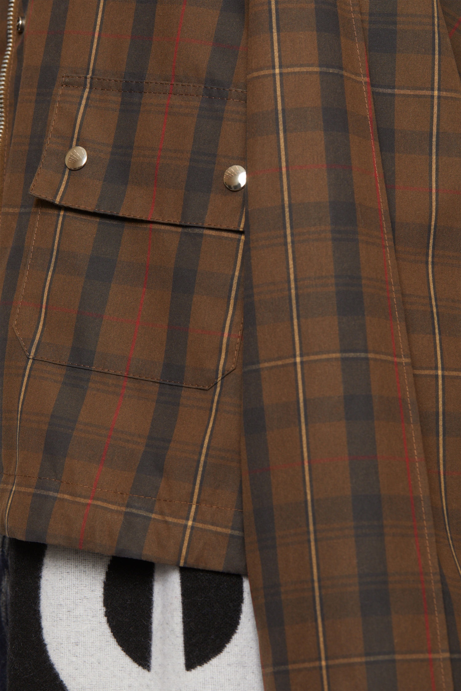 Checked waxed cotton jacket brown/beige - 7