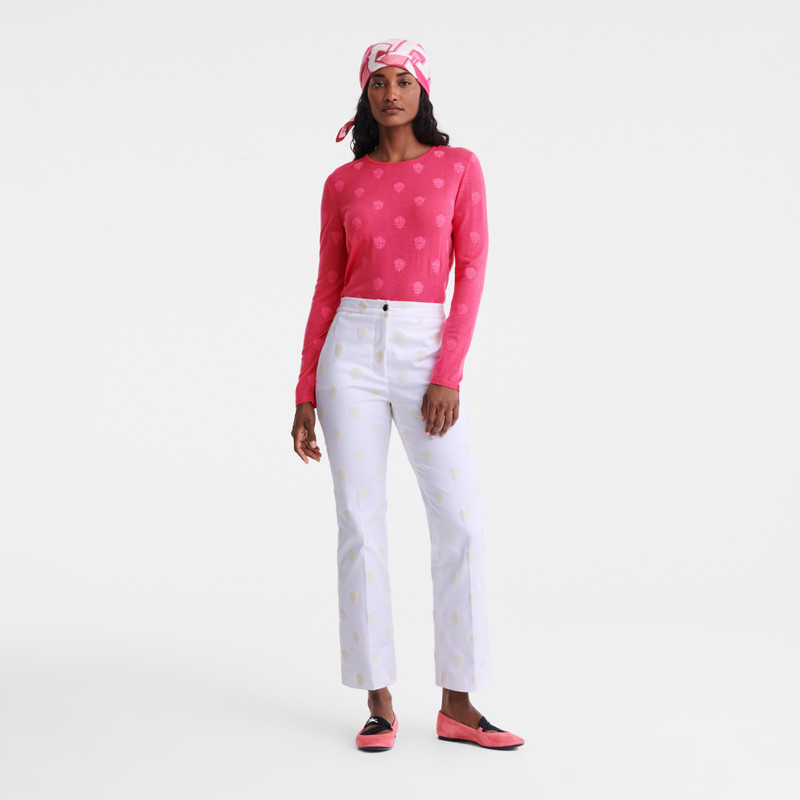 Longchamp Round neck sweater Pink - Embroidered knit outlook