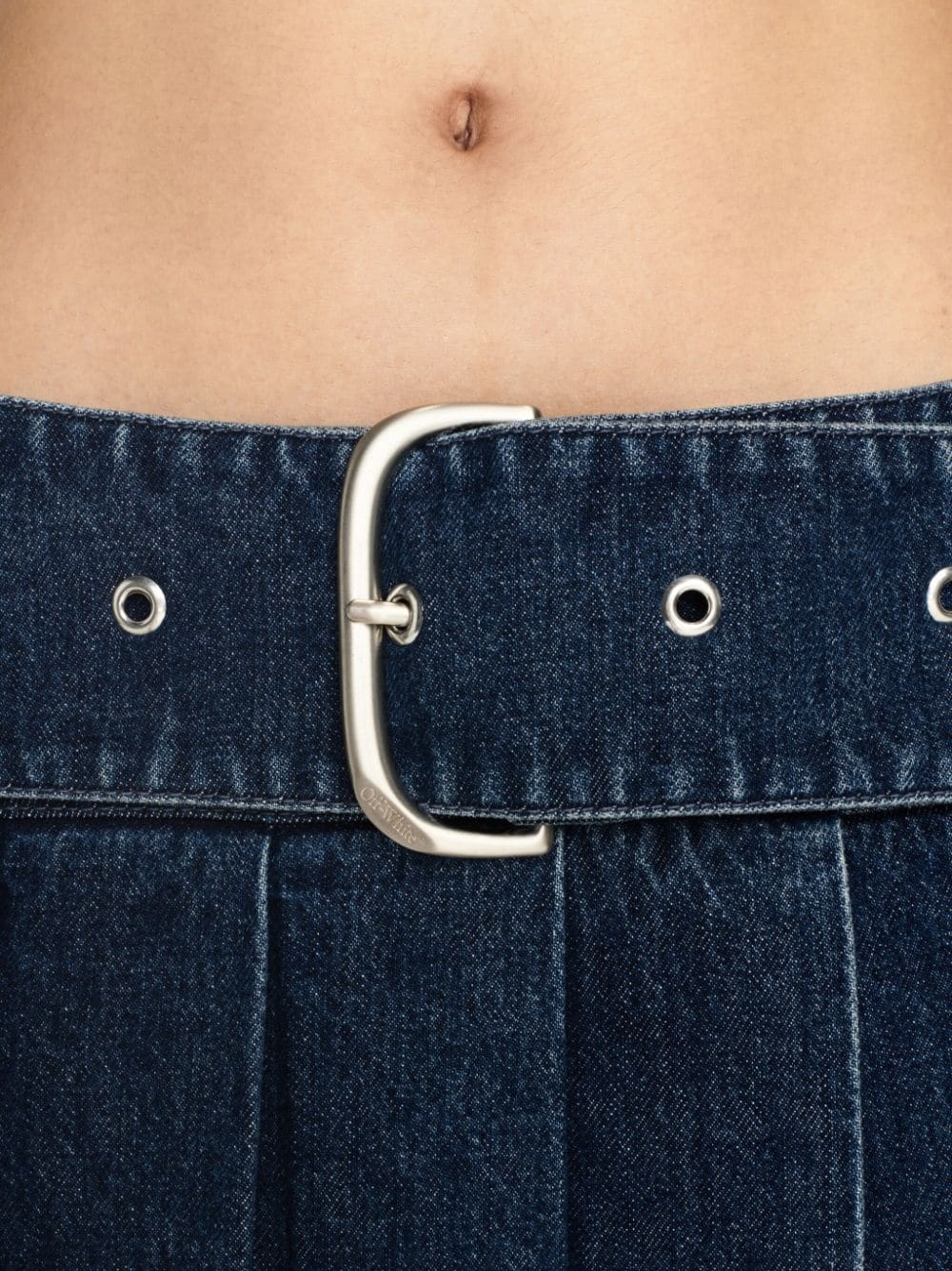 pleated asymmetric denim skirt - 5