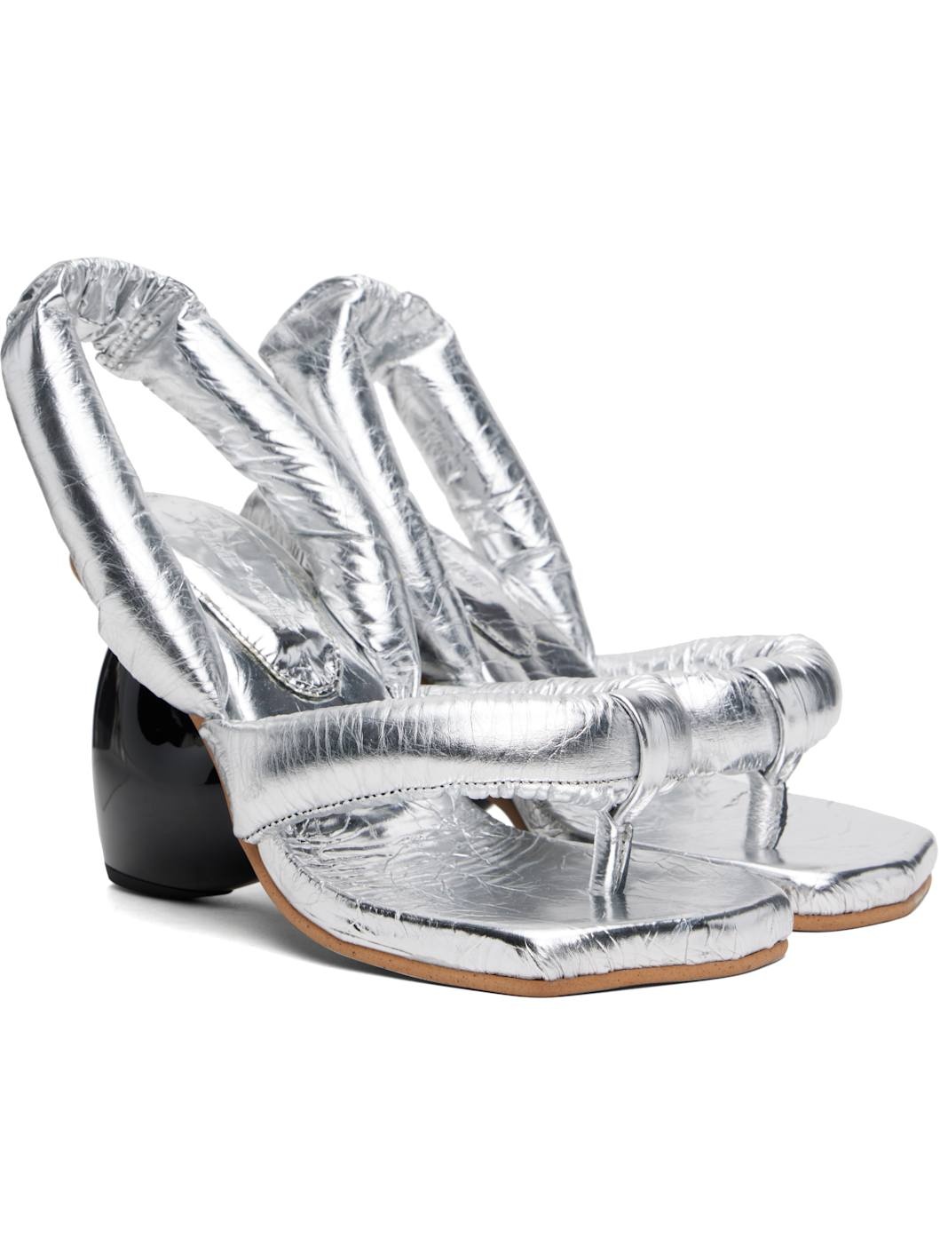 Silver Love Heeled Sandals - 4