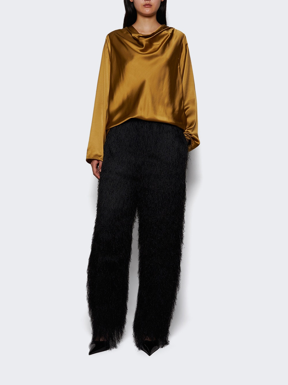 Riddy Draped Collar Blouse Ocher - 5