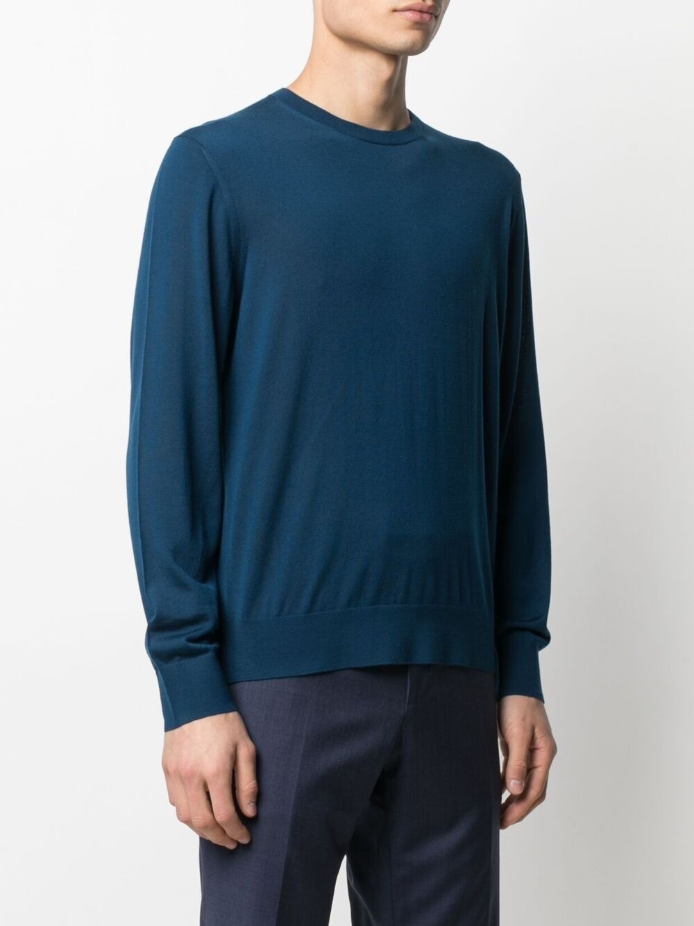 rib-trimmed wool jumper - 3