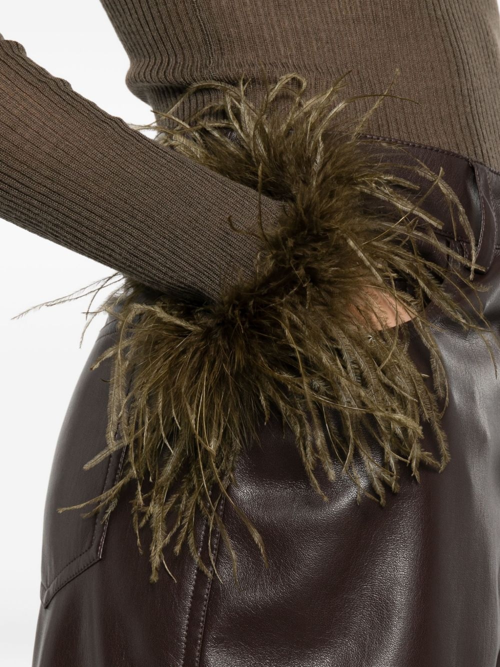 feather-trimmed long-sleeved T-shirt - 5