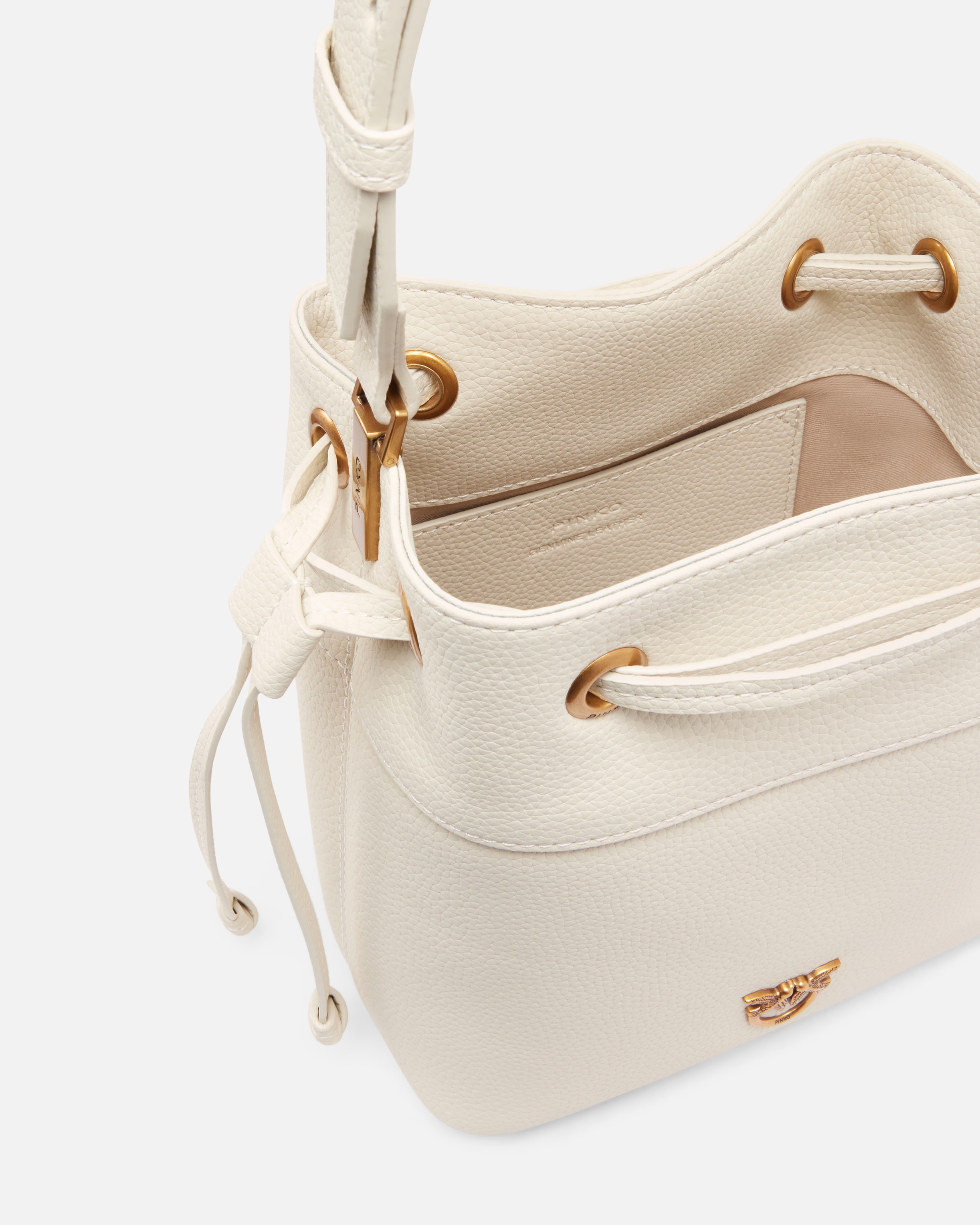SMALL LEATHER BUCKET BAG WITH SHOULDER STRAP - 4