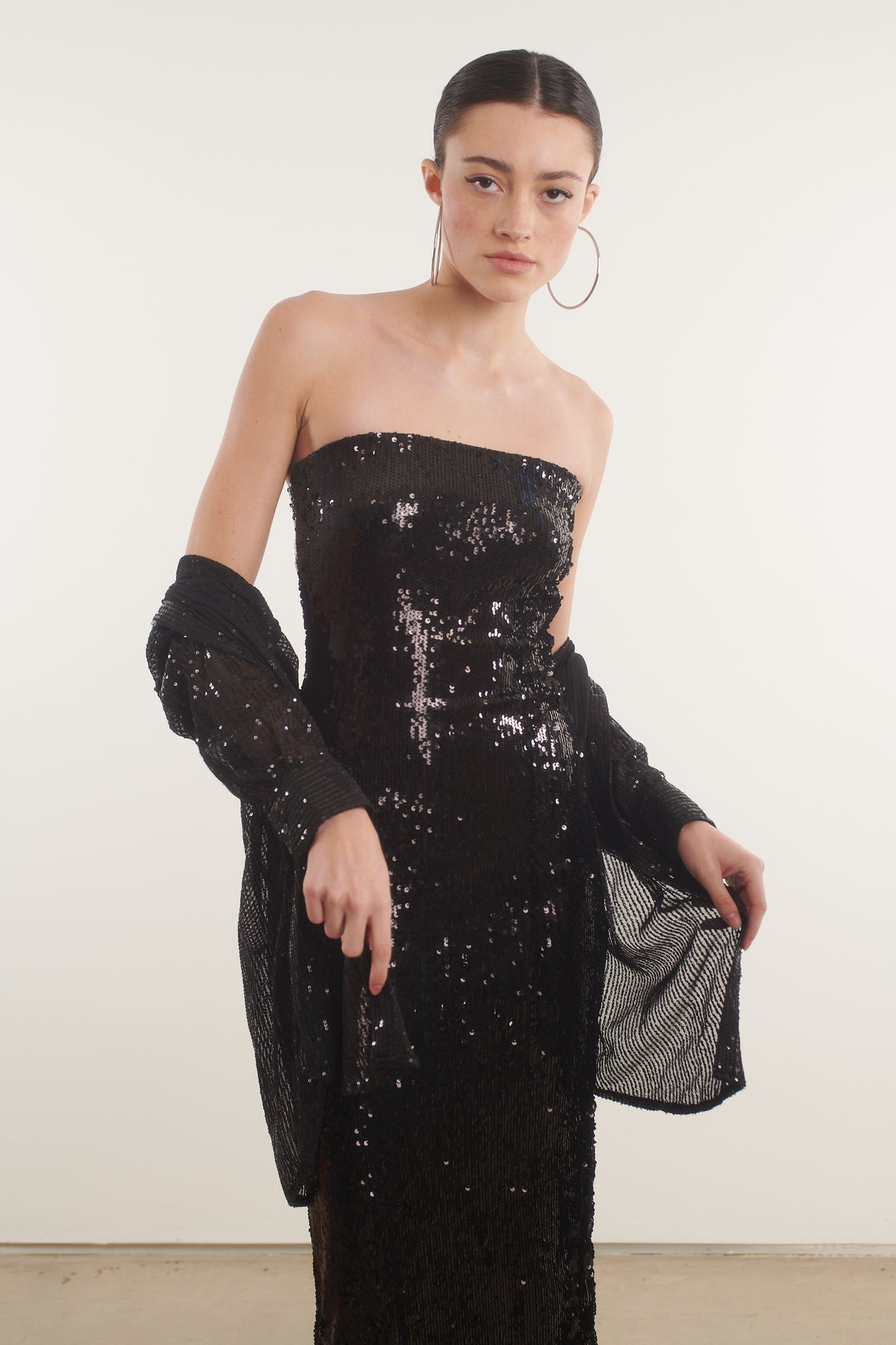 BLACK SEQUIN TUBE DRESS - 3