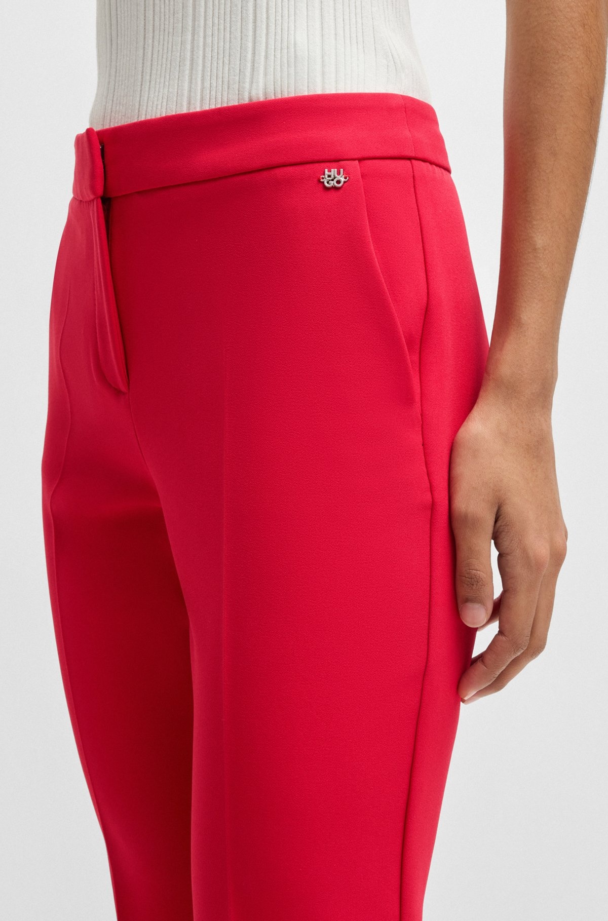 SLIM-FIT TROUSERS IN STRETCH FABRIC WITH LOGO RIVET - 5