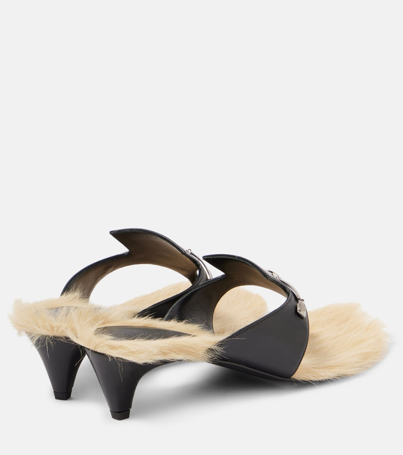 MAGDA BUTRYM Shearling-trimmed leather sandals outlook