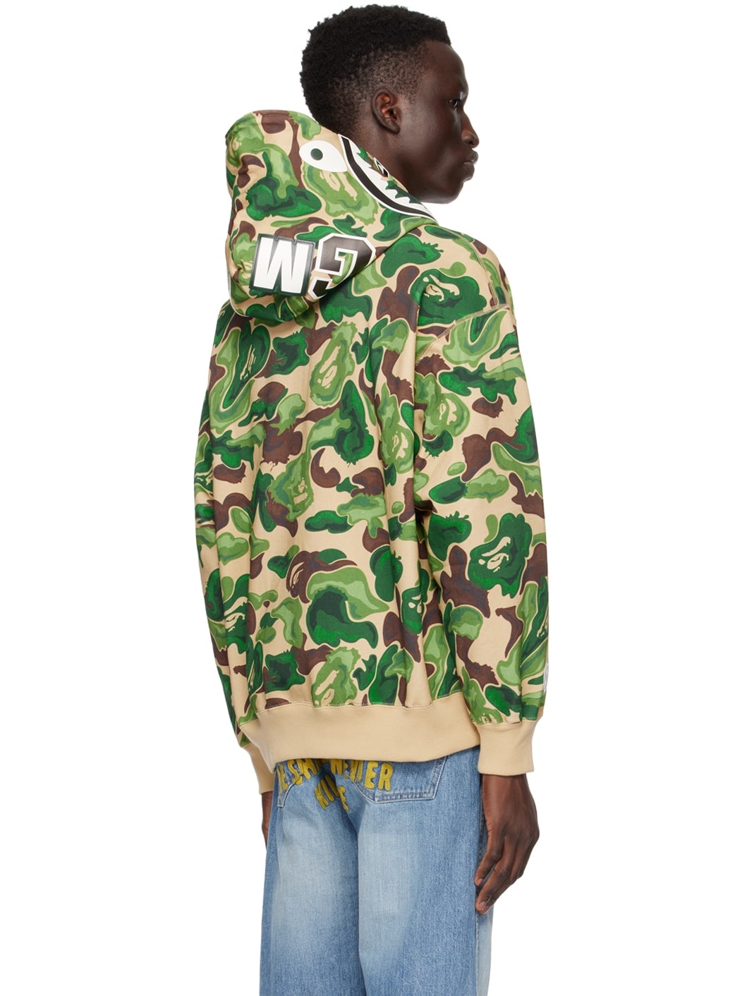 Green Art Camo Shark Hoodie - 3