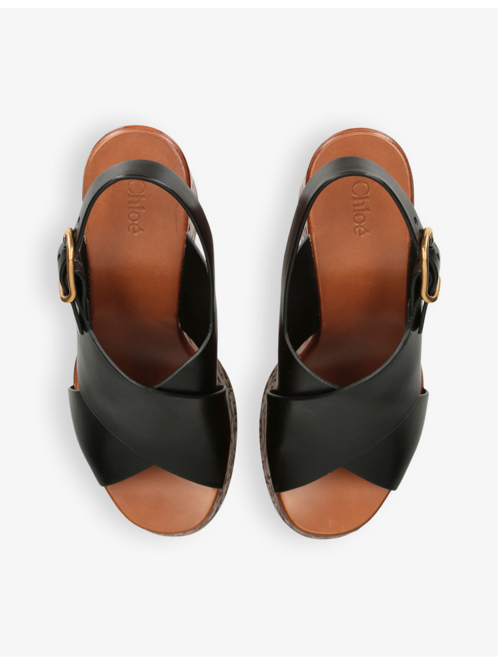Maxine engraved-sole cowhide wedge sandals - 2