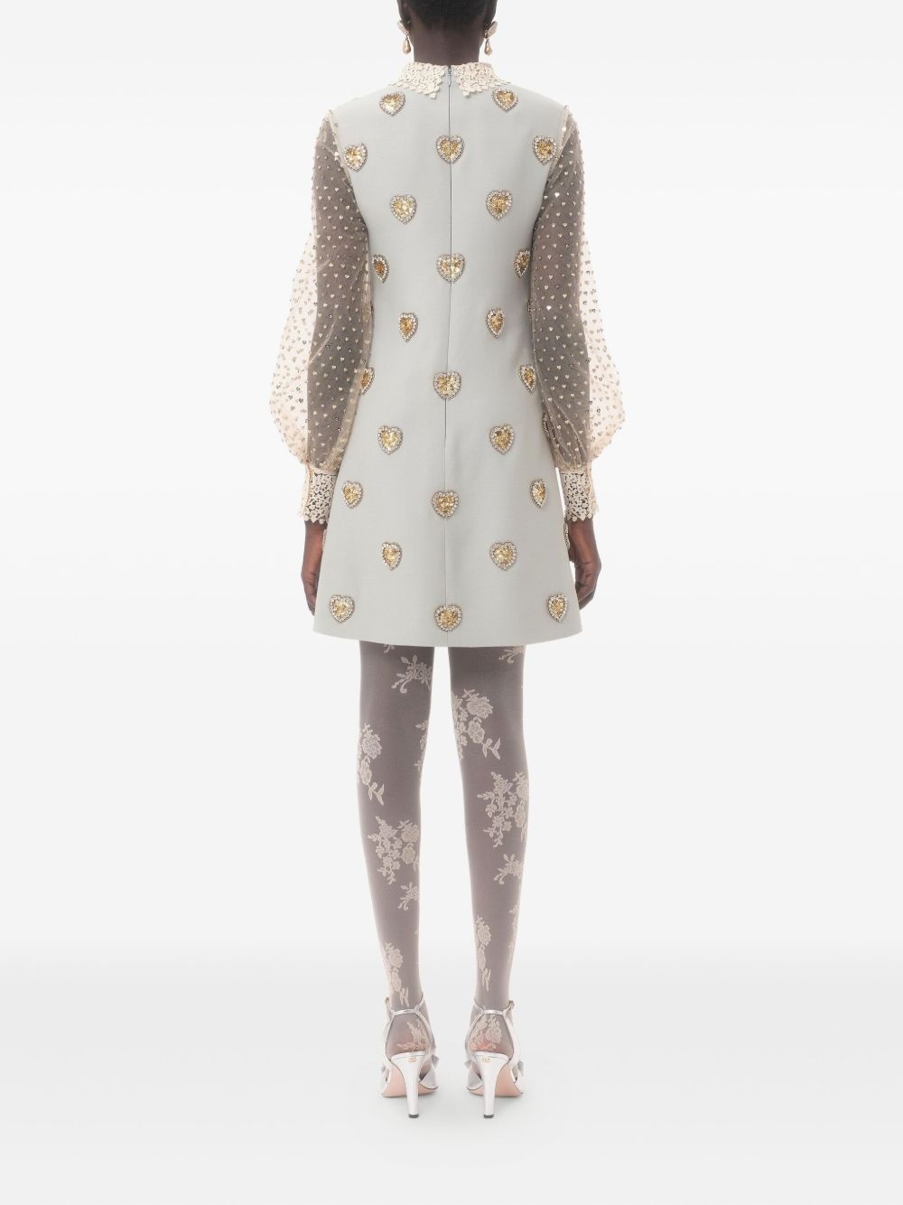 embroidered crepe dress - 5