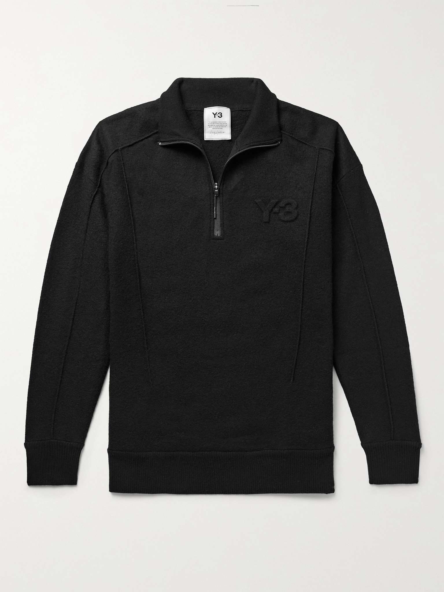 Logo-Embossed Wool Half-Zip Sweater - 1