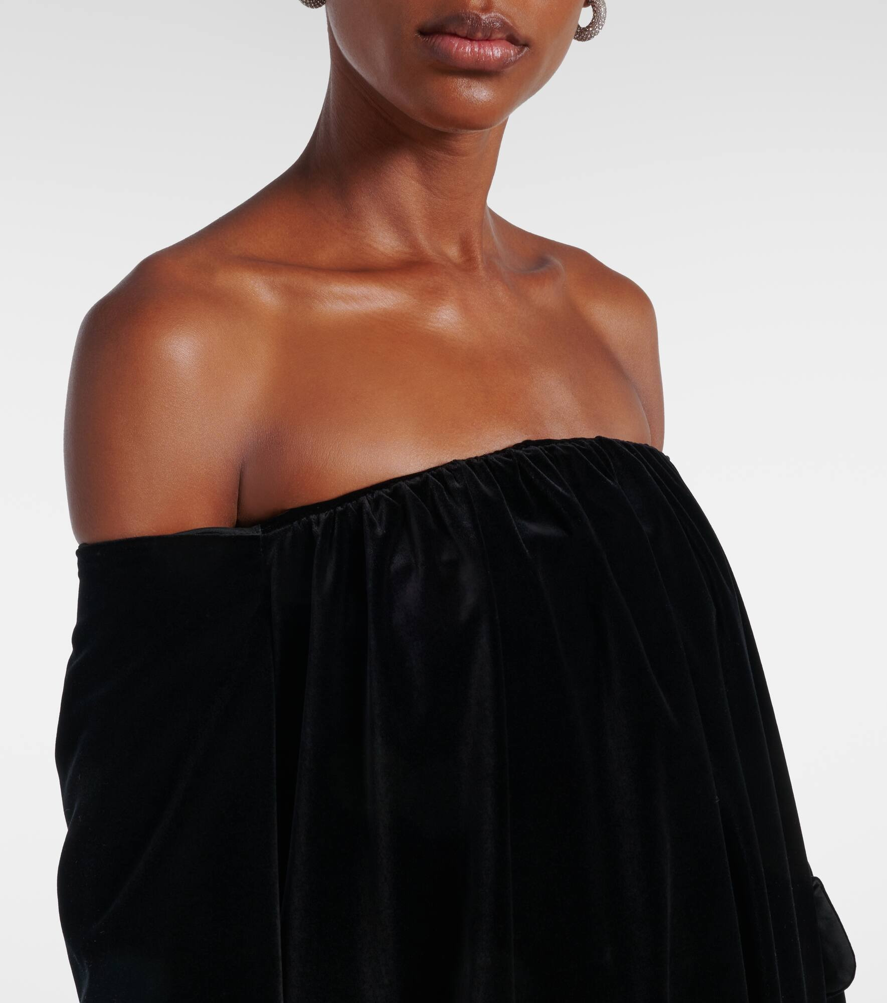 Open-back cotton velvet gown - 4
