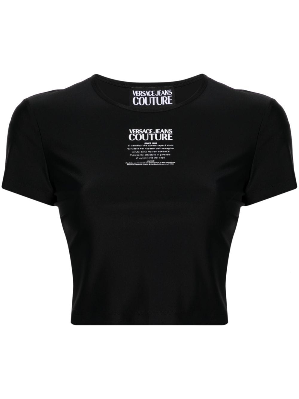 logo-print cropped T-shirt - 1