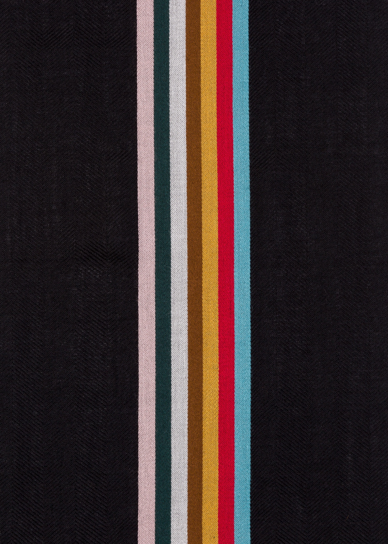 Black Wool-Blend Central Multi Stripe Scarf - 2