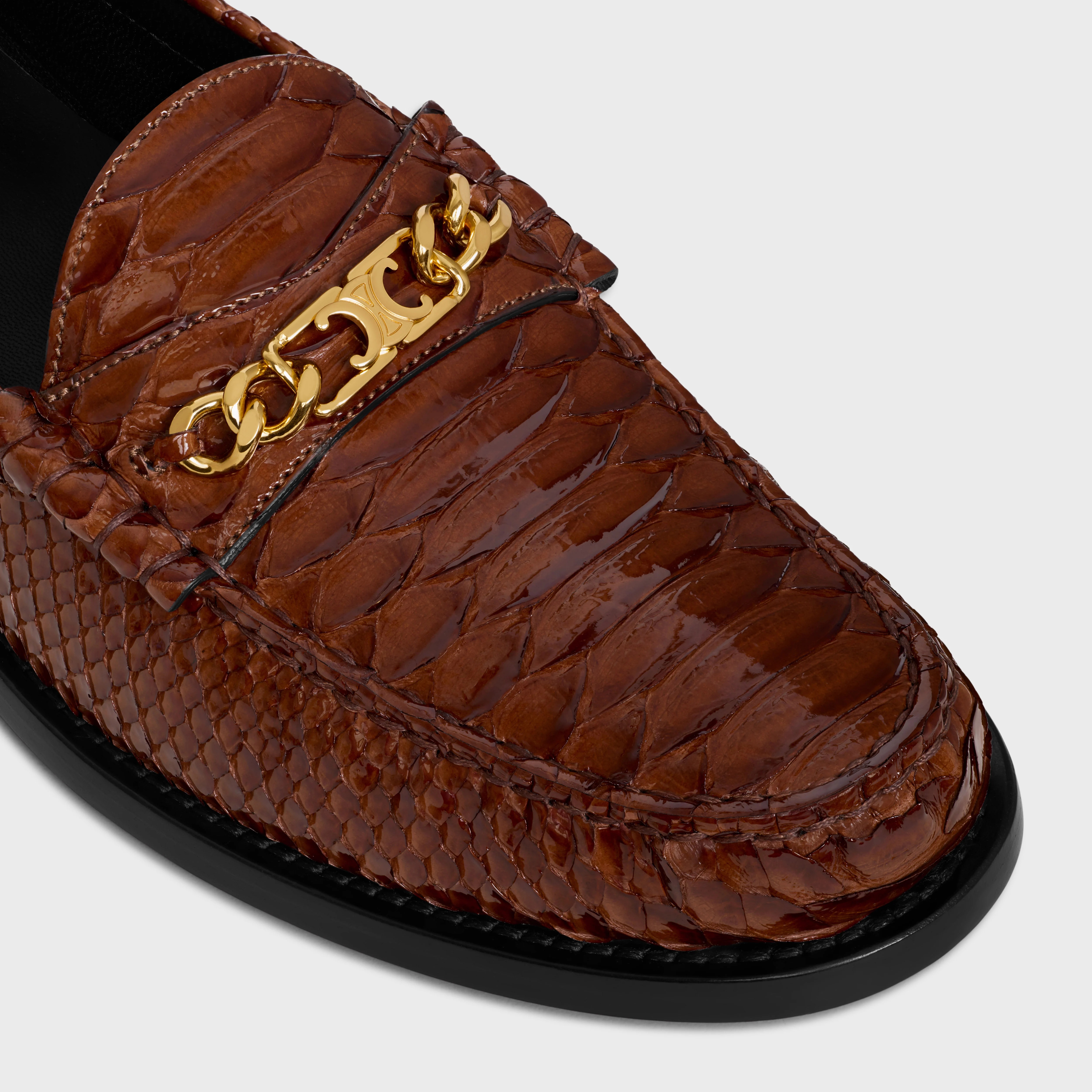 CELINE LUCO TRIOMPHE CHAIN LOAFER in PATENT PYTHON STAMPED CALFSKIN - 4