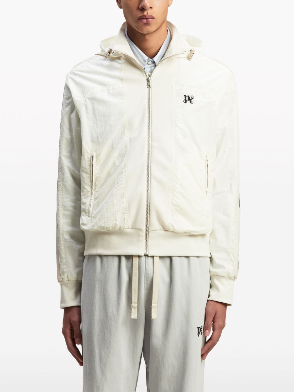 logo-embroidered hooded jacket - 3