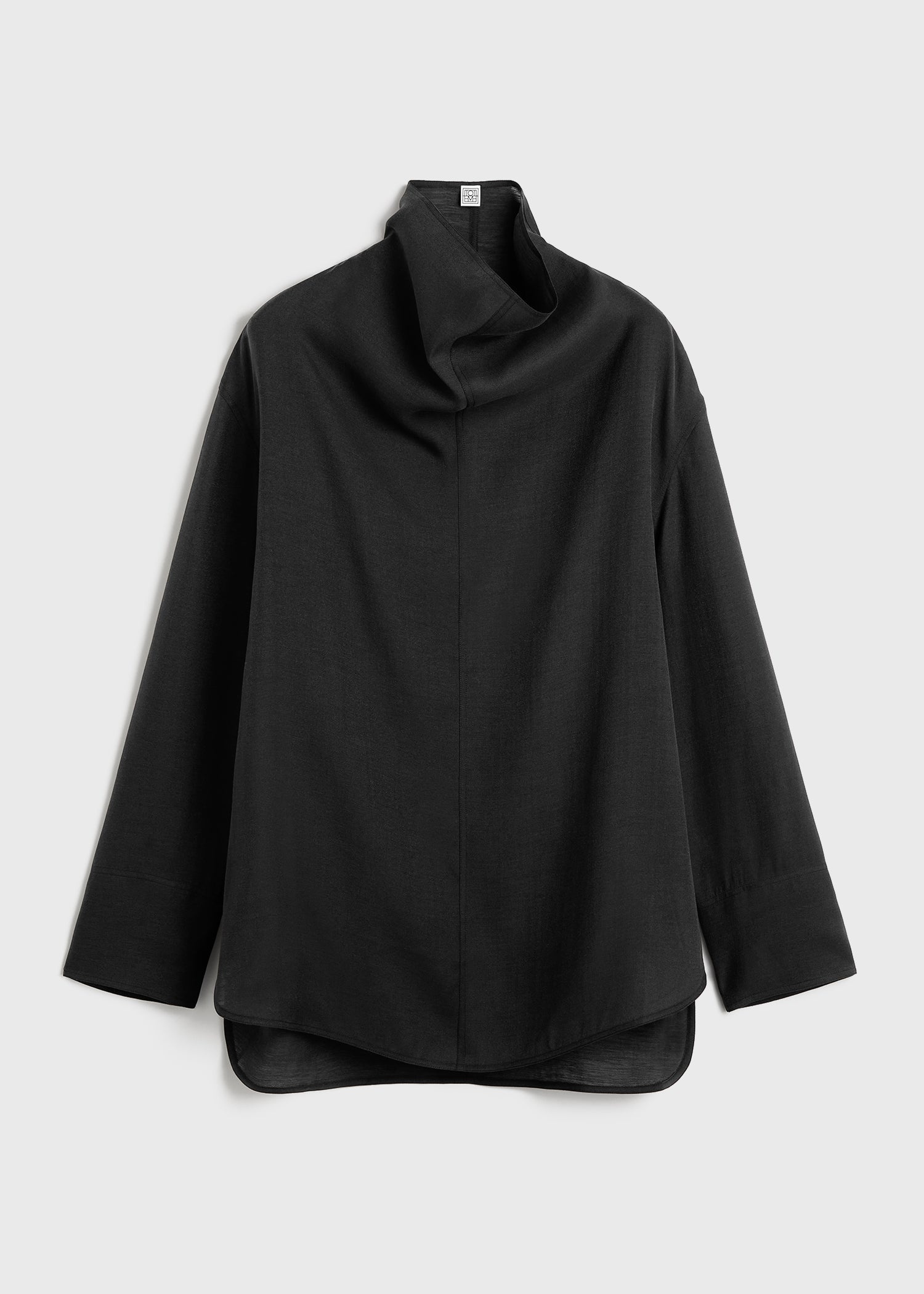 Funnel-neck organza blouse black - 1