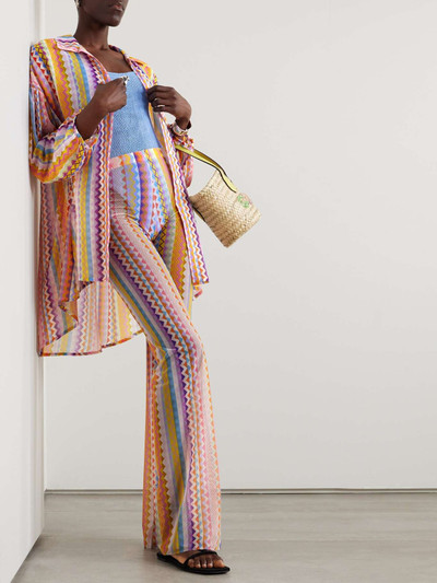 Missoni Striped printed stretch-tulle straight-leg pants outlook