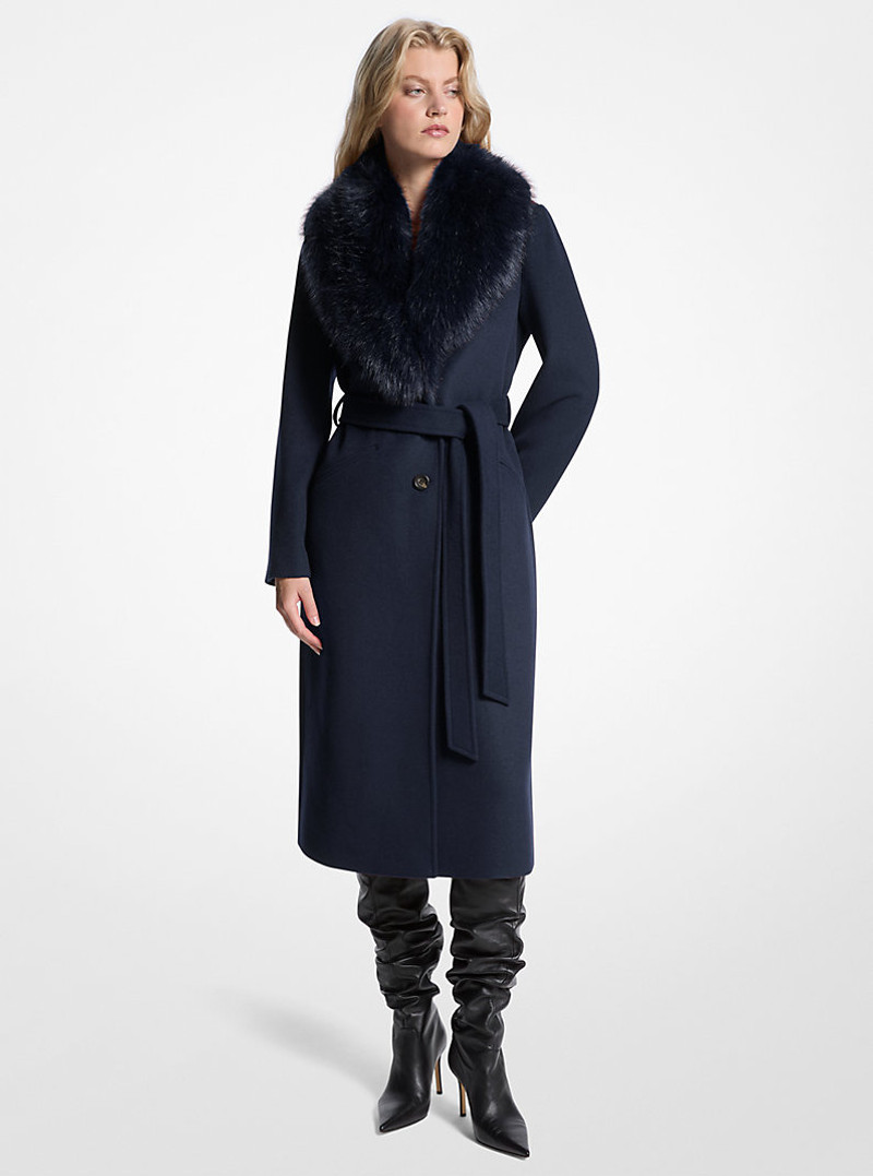 Faux Fur Trim Wool Blend Coat 1