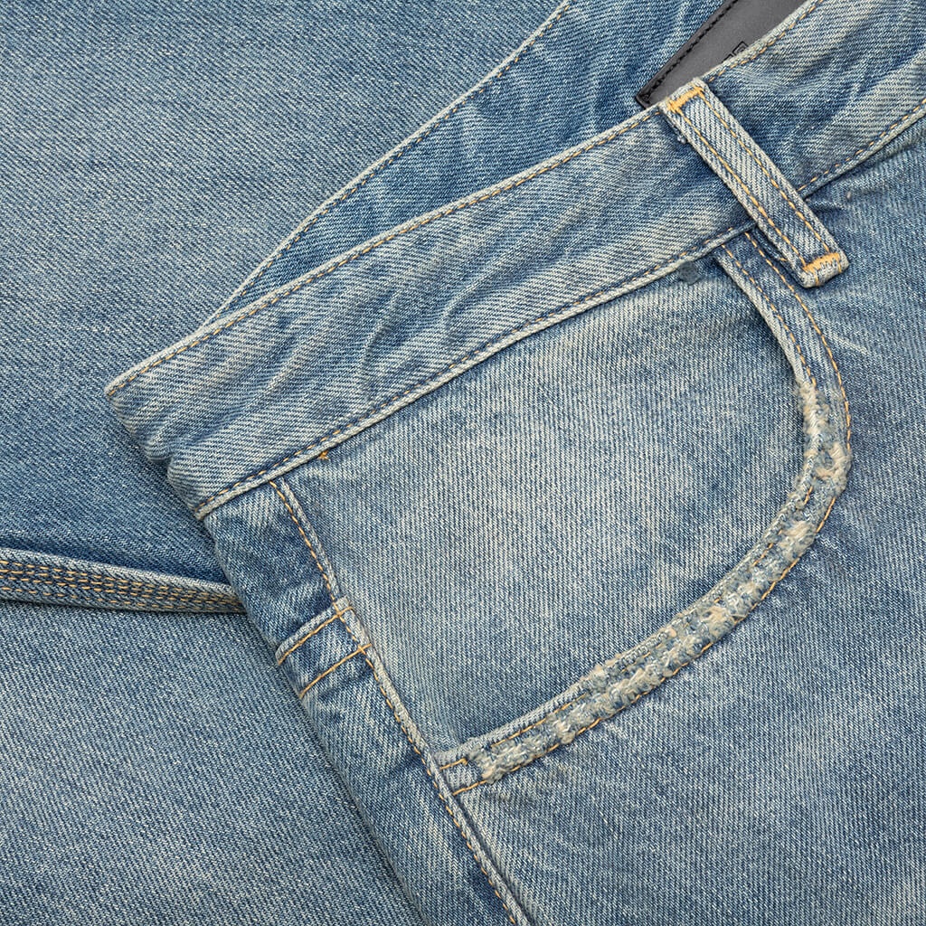 UNPICKED HEM STRAIGHT FIT PANT - MEDIUM BLUE - 4