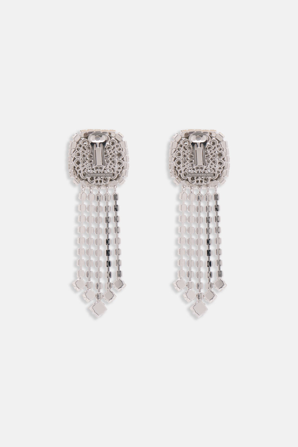 ピアス ALESSANDRA RICH EARRING SQUARE CRYSTAL (FABA3173J0004 0001) Alessandra Rich SQUARE CRYSTAL EARRINGS WITH FRINGES
