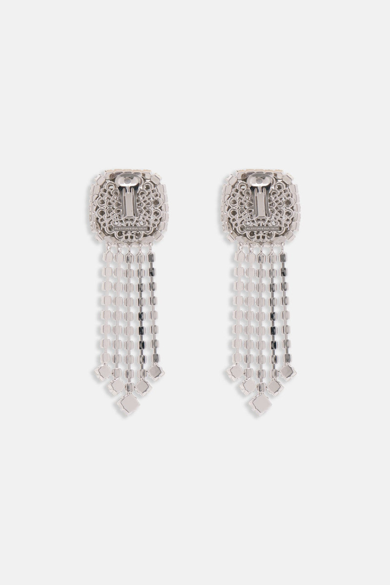 Alessandra Rich SQUARE CRYSTAL EARRINGS WITH FRINGES outlook