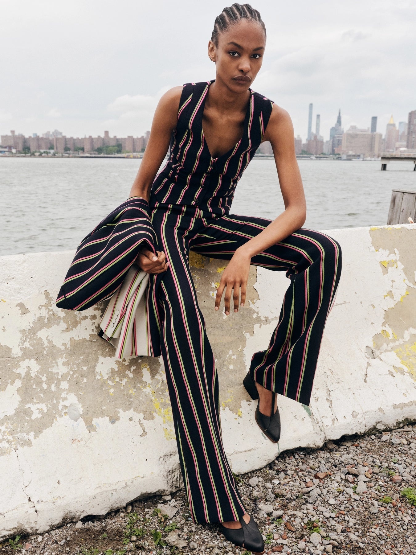 Jones Pant in Multi Striped Wool - 2