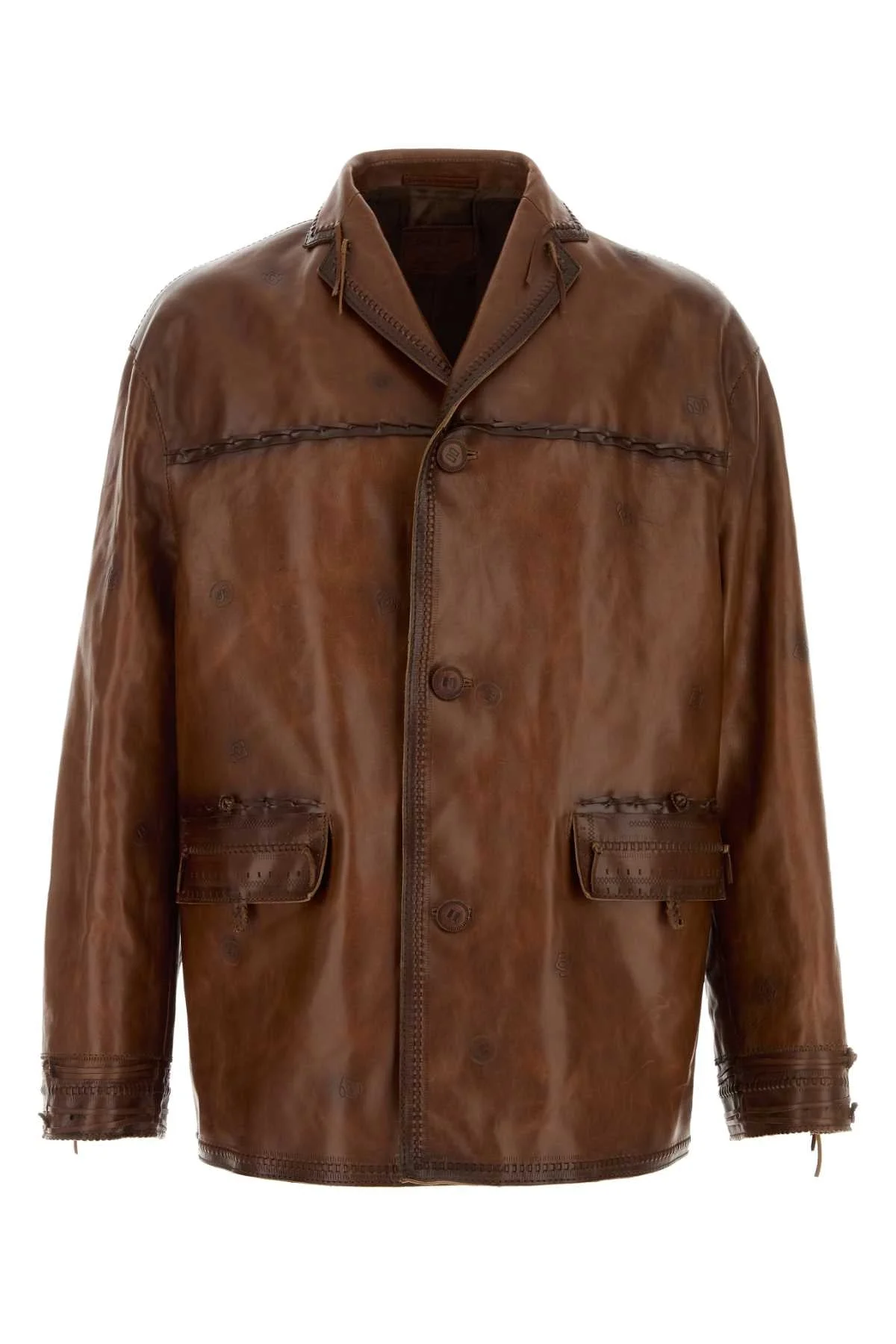 Prada Men Brown Leather Jacket - 1