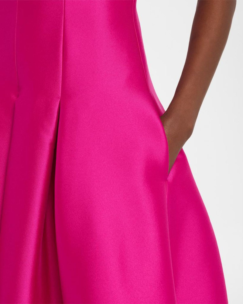 Pleated Stretch Satin Midi Dress 5